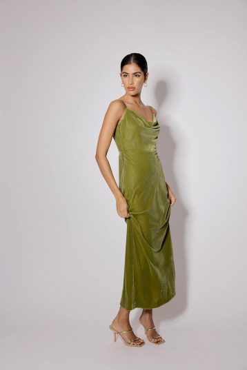 Nobody's Child Green Velvet Trixie Midi Dress