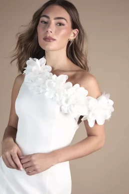 Coast Corsage Off The Shoulder Mini Bridal Dress Ivory