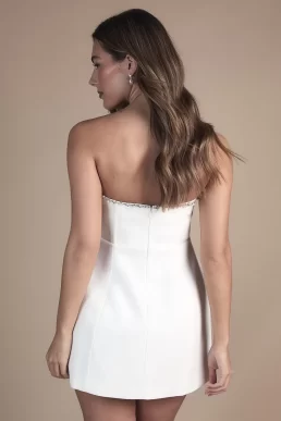 Coast Petite Hotfix Diamante Bandeau Bridal Mini Dress Ivory