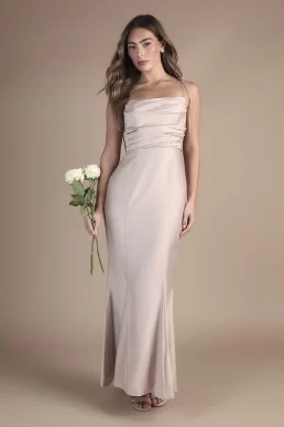 Coast Satin Strappy Cowl Neck Bridesmaid Dress Blush Pink