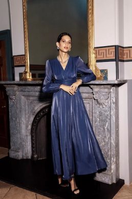 Hobbs Cate V Neck Maxi Dress Midnight Navy