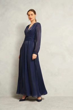 Hobbs Cate V Neck Maxi Dress Midnight Navy