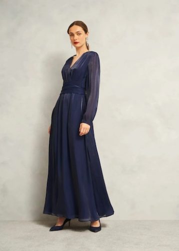 Hobbs Cate V Neck Maxi Dress Midnight Navy
