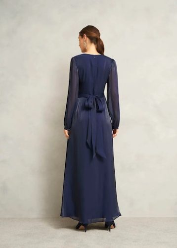 Hobbs Cate V Neck Maxi Dress Midnight Navy