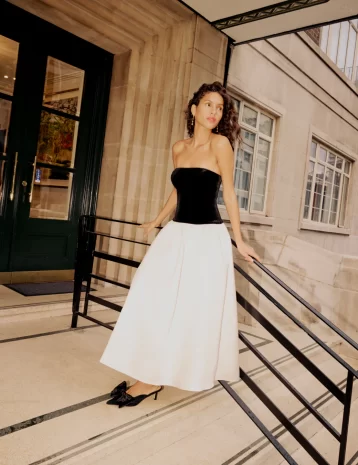 Nobody's Child Black And White Bandeau Drop Waist Sienna Midi
