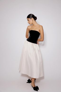 Nobody's Child Black And White Bandeau Drop Waist Sienna Midi