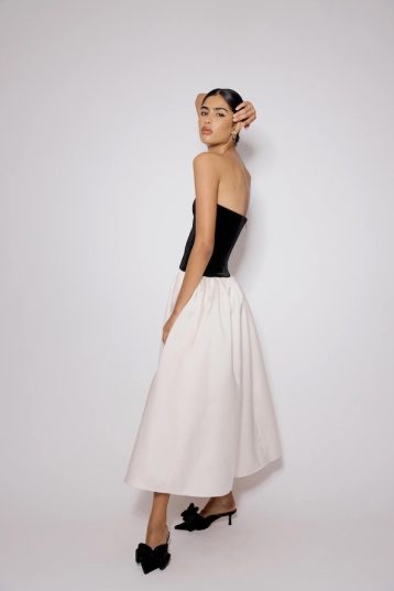 Nobody's Child Black And White Bandeau Drop Waist Sienna Midi