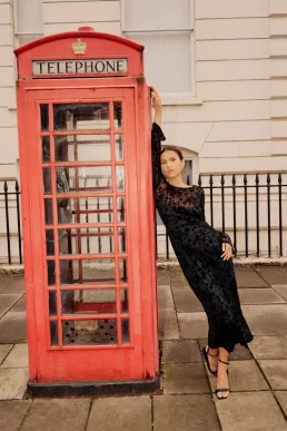 Nobody's Child Black Floral Jaquard Velvet Long Sleeve