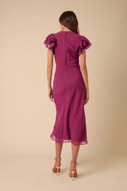 Nobody's Child Pink Frill Sleeve Layla Midi Dress