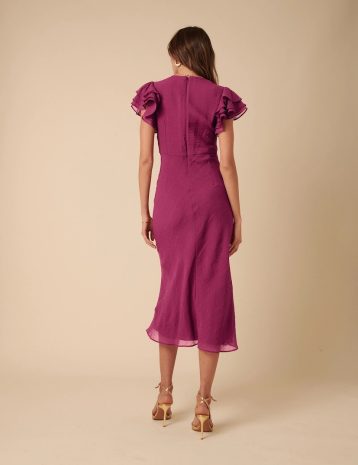 Nobody's Child Pink Frill Sleeve Layla Midi Dress