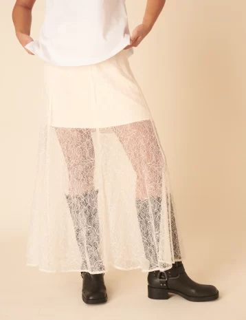 Nobody's Child White Lace Midi Skirt - Image 3