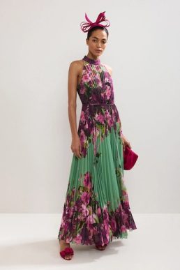 Phase Eight Dahlia Printed Maxi Dress Purple Green Multi