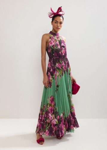 Phase Eight Dahlia Printed Maxi Dress Purple Green Multi
