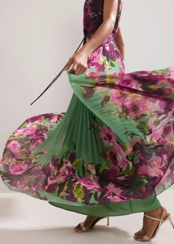 Phase Eight Dahlia Printed Maxi Dress Purple Green Multi
