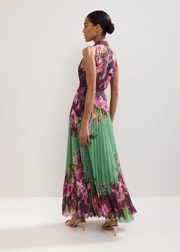 Phase Eight Dahlia Printed Maxi Dress Purple Green Multi