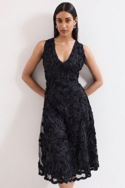 Phase Eight Paloma Floral Lace Applique Dress Black