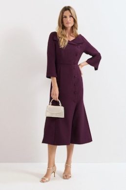 Phase Eight Sienna Tux Dress Burgundy