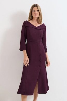 Phase Eight Sienna Tux Dress Burgundy