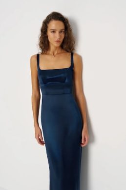 Reformation Ambre Silk Maxi Dress Midnight Blue