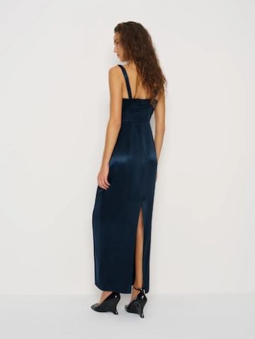 Reformation Ambre Silk Maxi Dress Midnight Blue