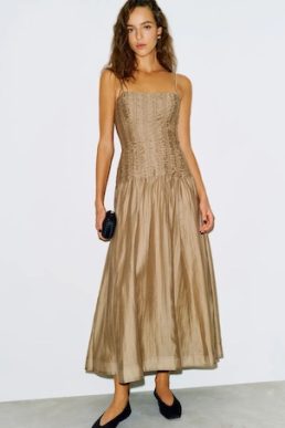 Reformation Azure Maxi Dress Tan Gold