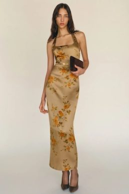 Reformation Ivan Silk Maxi Dress Poet Yellow Gold Multi