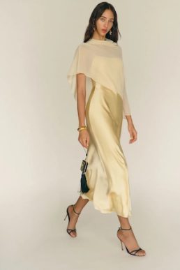 Reformation Lilibeth Silk Dress Pale Yellow Blonde