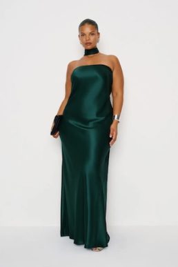 Reformation Oren Silk Maxi Dress Es Forest Dark Green