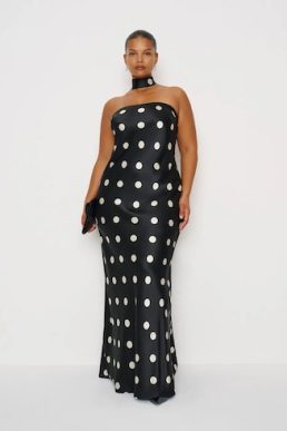 Reformation Oren Silk Maxi Dress Es Mono Black White