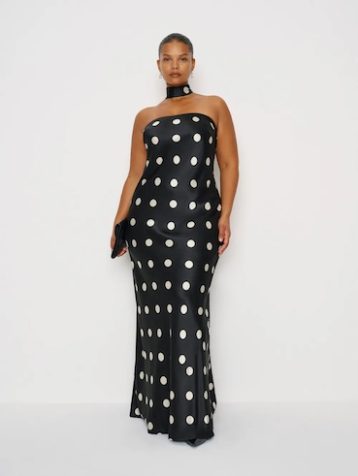 Reformation Oren Silk Maxi Dress Es Mono Black White