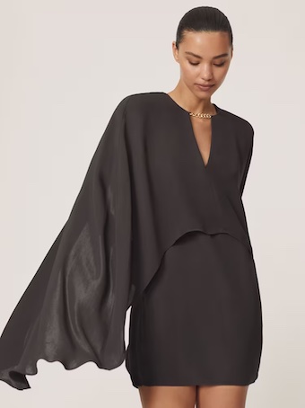 Reiss Cassidy Chain-Detail Cape Mini Dress Grape