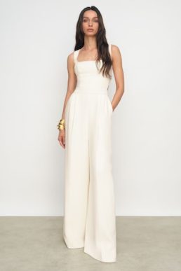 Reiss Dion Wide-Leg Cut-Out Jumpsuit Ivory
