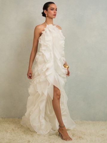 Reiss Kiera Atelier Silk-Organza Ruffle Maxi Dress Off White