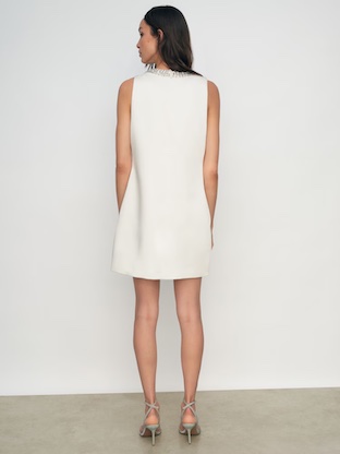 Reiss Leome Satin Crystal-Embellished Mini Dress Ivory