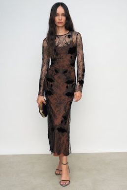 Reiss Lulu Lace Overlay Midi Dress Black