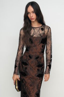 Reiss Lulu Lace Overlay Midi Dress Black