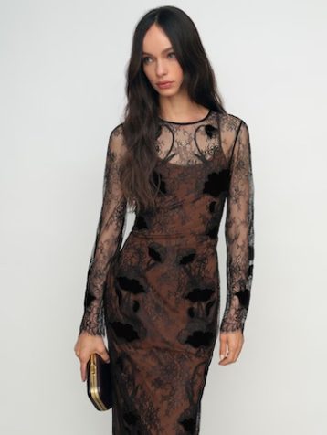 Reiss Lulu Lace Overlay Midi Dress Black