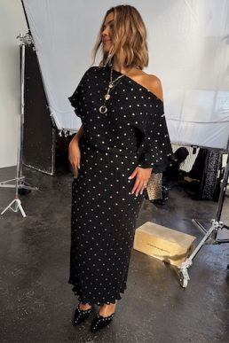 Never Fully Dressed Black Tilly Dress with Gold Foil