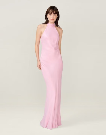 Omnes Dresses milos maxi halter neckline bridesmaid pink