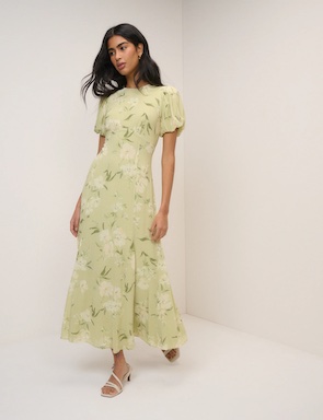 Nobody's Child Sage Floral Chiffon Juno Maxi Bridesmaid Dress