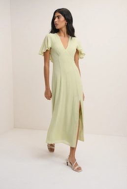 Nobody's Child Sage Chiffon Short Sleeve Marlow Midi Dress