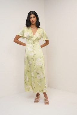 Nobody's Child Sage Floral Chiffon Erin Maxi Bridesmaid Dress