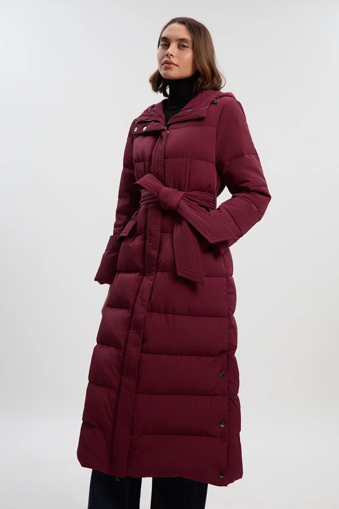 Real Down Belted Maxi Coat