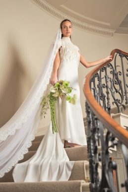 Coast Pearl Fringed High Neck Embellished Wedding Dress Ivory