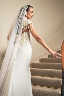 Coast Pearl Fringed High Neck Embellished Wedding Dress Ivory
