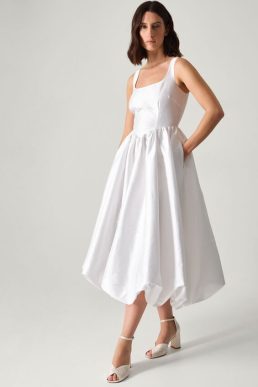 Monsoon Mia sleeveless drop waist midi wedding dress ivory