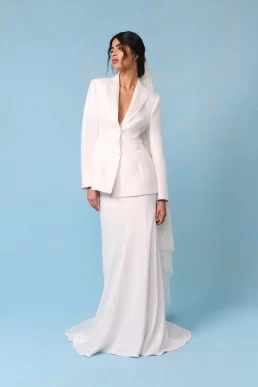 Nobody's Child Bridal Ivory Satin Tailored Valeria Blazer