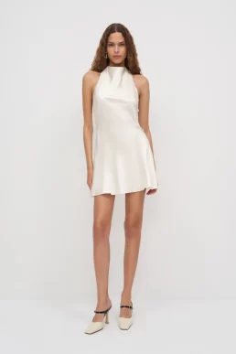 Reformation Roy Silk Mini Dress Ivory