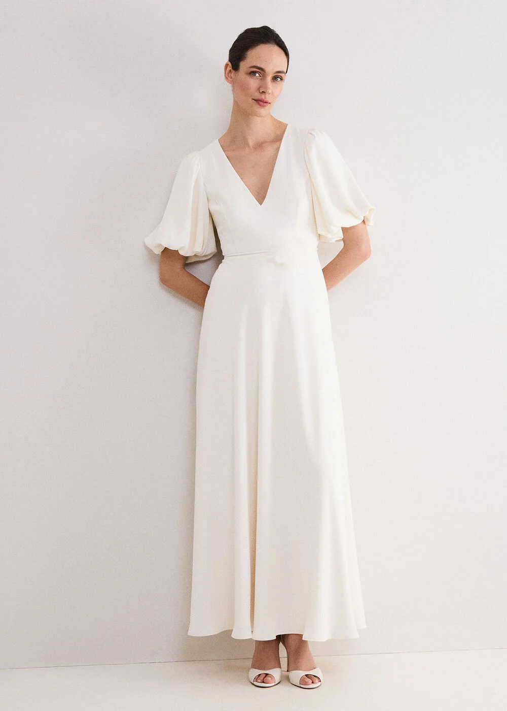 10002380102-01-ellie-cream-puff-sleeve-maxi-dress Ellie Cream Wedding Dress