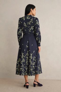 Hobbs Annie Floral Embroidered Skirt Midnight Navy Multi